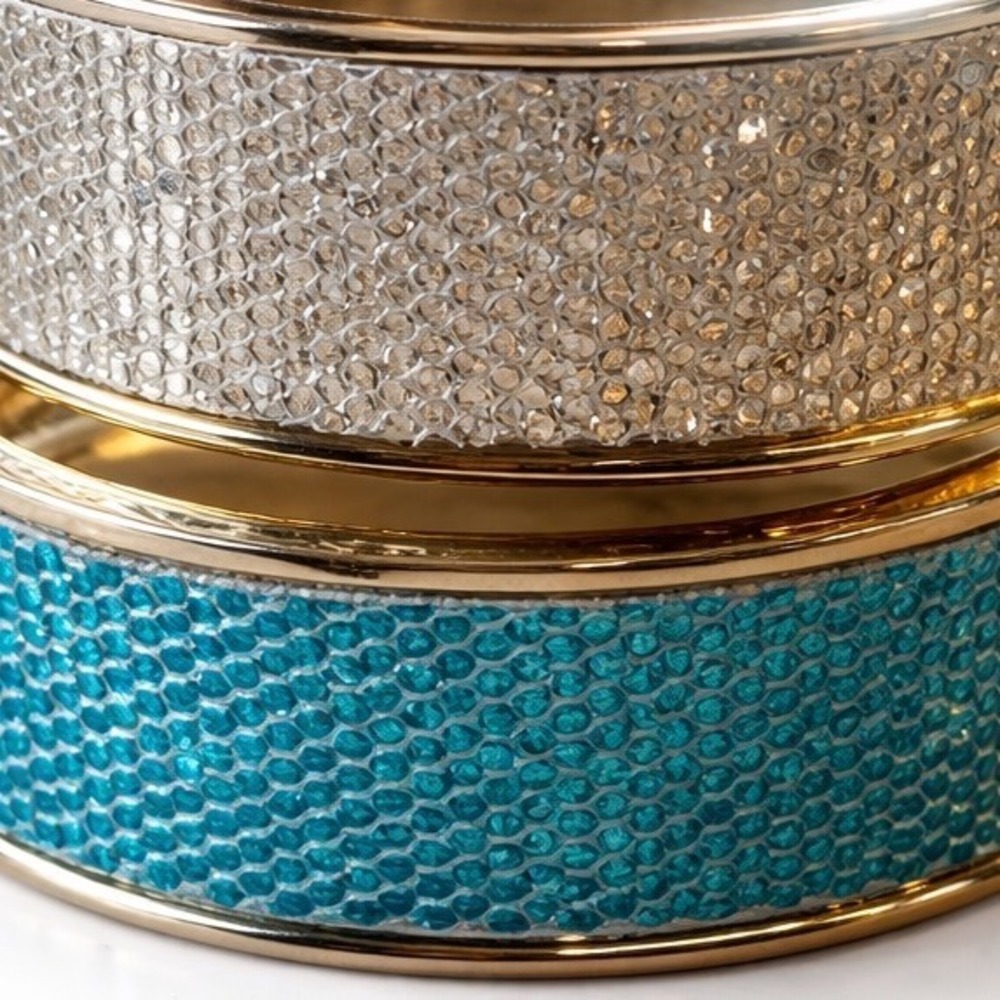 Shagreen Style Stackable Hinged Bangle Bracelet S… - image 4
